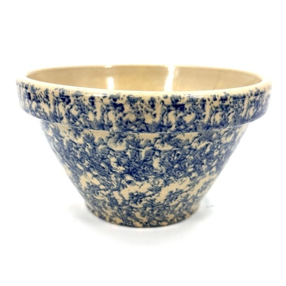 VTG Robinson Ransbottom Pottery Spongeware Mixing Bowl 8" 2 Quart Roseville USA - Picture 7 of 7